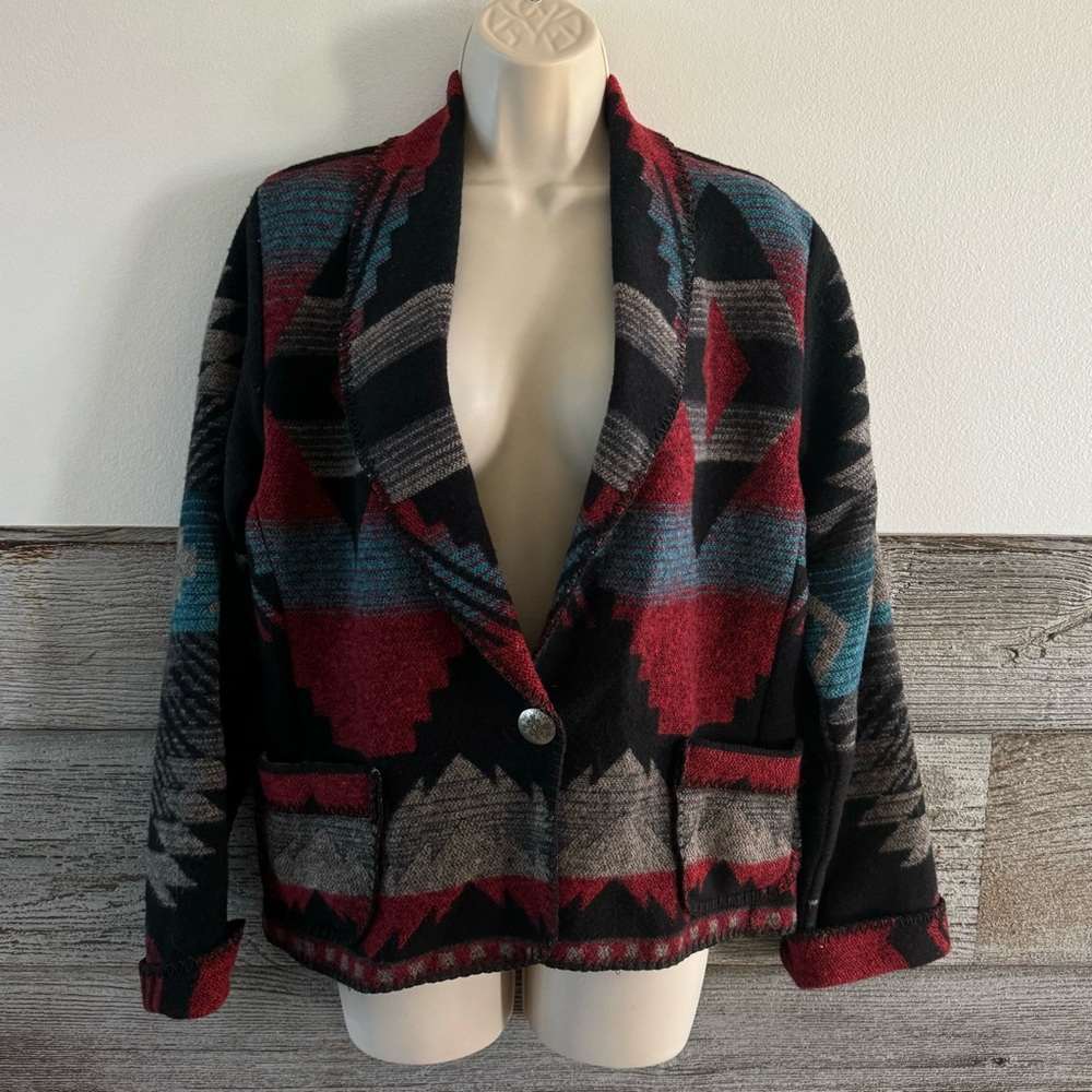 Rhonda Stark southwest aztec wool-blend blazer size small (B1)